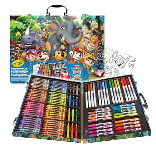 Crayola - Paw Patrol 2 Malkoffer, Kreativ-Set mit 128 Teilen, Wachsstiften, Buntstiften, Filzstiften, Kreative Beschäftigung und Geschenk für Kinder, ab 3 Jahren von CRAYOLA