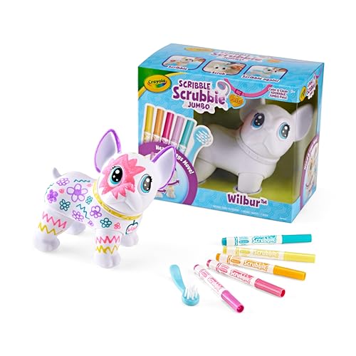 Crayola Scribble Scrubbie Jumbo Pet – Wilbur (15,2 cm), anpassbares Hundespielzeug für Kinder, Kunst & Handwerk, Strumpffüller, ab 3 Jahren von CRAYOLA