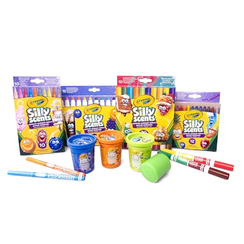 Crayola - Silly Scents Convenience Set, zum Zeichnen mit duftenden Farben, mehr als 45 Teile, einschließlich Marker, Modellierpaste, Wachsmalstifte, 7455 von CRAYOLA