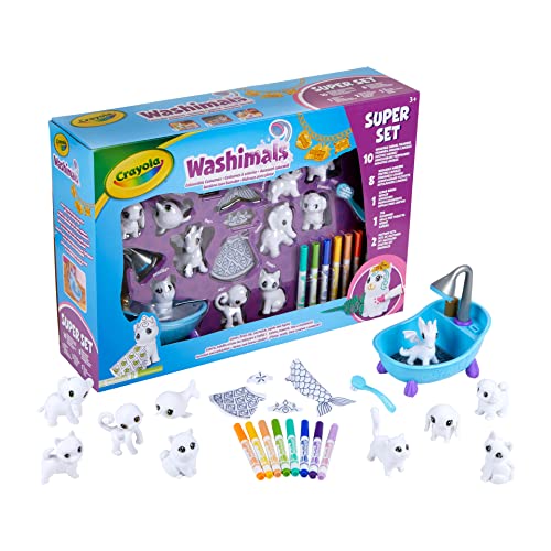 Crayola - Washimals, Super Masken- und Kostüm-Set, zum Bemalen und Baden der Jungtiere, Spiel und Geschenk für Kinder, ab 3 Jahren, 74-7461 von CRAYOLA