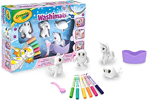 CRAYOLA Washimals Peculiar Pets, Außergewöhnliche Spielfiguren Set zum Bemalen und Baden, Waschsaloon für Fabelwesen, Spielzeug für Kinder, Kinderspielzeug für Kinder ab 3 Jahren, 12-teiliges Set von CRAYOLA