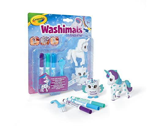 Crayola Washimals Peculiar Pets, Nachfüllset Einhorn und Eule, Außergewöhnliche Spielfiguren Set zum Bemalen, Waschsaloon für Fabelwesen, Spielzeug für Kinder, Kinderspielzeug für Kinder ab 3 Jahren von CRAYOLA