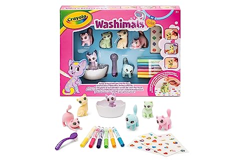 Crayola - Washimals Pets - Aktivitätsset mit Stickern in Pastellfarben, zum Ausmalen und Baden von Tierbabys, Spiel und Geschenk für Kinder, ab 3 Jahren, 74-7515 von CRAYOLA