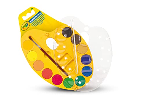 CRAYOLA - Set 12 Aquarellfarben mit Pinsel, Palette mit verschließbarem Deckel, kreative Beschäftigung für Kinder, verschiedene Farben, 53-8434 von CRAYOLA