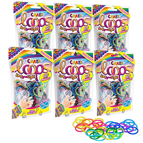 CRAZE LOOPS BAG 100 6er Set - Loom Bänder 6x 100 Foilbag & 30 Verschlüsse , Farbmix, 100% hautfreundliches Silikon CRAZE LOOPS BAG 100 6er Set - Loom Bänder 6x 100 Foilbag & 30 Verschlüsse , Farbmix, 100% hautfreundliches Silikon von CRAZE loops