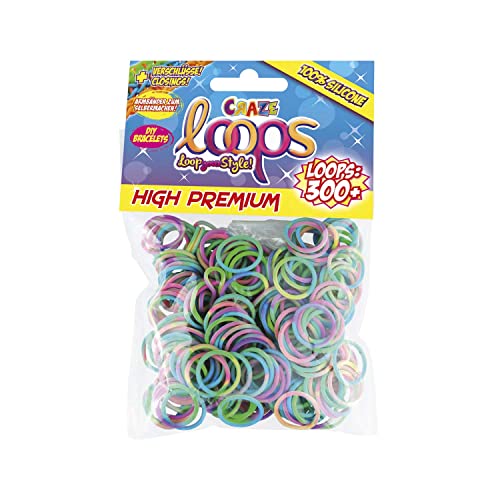 CRAZE LOOPS Knüpfringe - Loom 100% Silikon 300 Stück Soft Ice / Pink weiss Mega US Trend 50850 von CRAZE loops