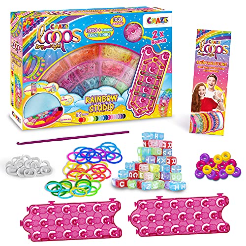 CRAZE LOOPS Rainbow Studio | Loom Bänder XXL Set mit 1300+ Gummibänder und viel Zubehör - Kinder Bastelset - Halsketten, Ringe und Armbänder selber machen CRAZE LOOPS Rainbow Studio | Loom Bänder XXL Set mit 1300+ Gummibänder und viel Zubehör - Kinder Bastelset - Halsketten, Ringe und Armbänder selber machen von CRAZE loops