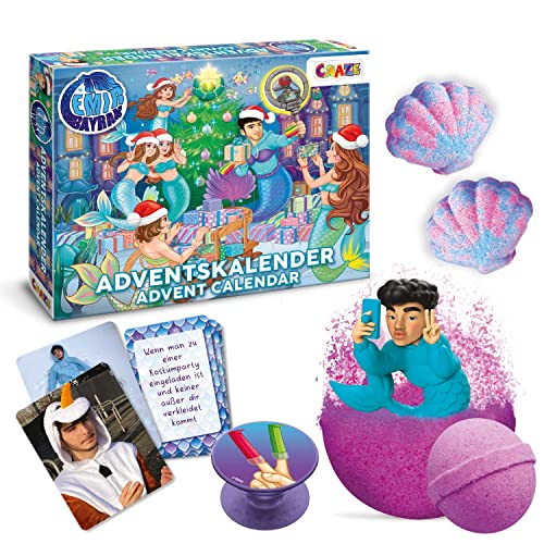 CRAZE Adventskalender Kinder, Tiktok-Star Emir Bayrak Mermaid Spielzeug Weihnachtskalender Kinder mit INKEE Badekugeln, Compund Mix und exklusivem Content - 40522 Multicolor von CRAZE