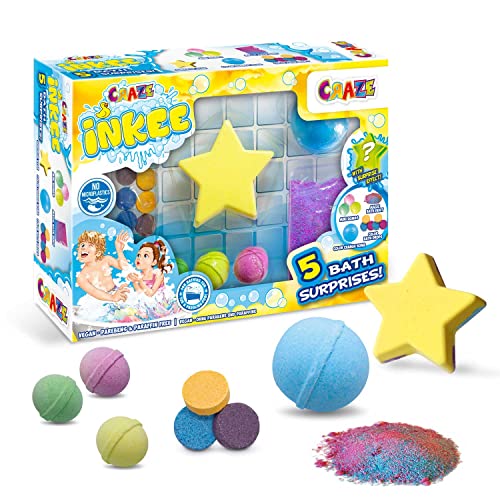 INKEE 5 Bath Surprise Set | Badeset mit 5 Badeüberraschungen für Kinder - Badestaub, Farbbadtabletten, Farbwechsel Badebombe, Foamy Star und Mini-Badekugel von INKEE