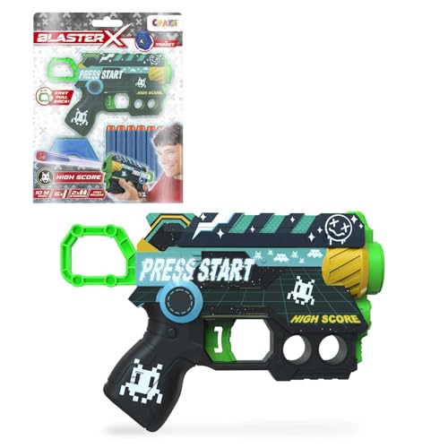 CRAZE Blaster-X Foam Guns Nano - Schaumstoff Pistole Kinder 16cm, 6 Darts, Schussweite 10m - Schaumstoff-Blaster Spielzeug von CRAZE