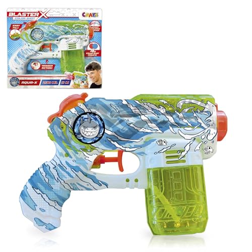 CRAZE Blaster-X Water Guns Small - Wasserpistole für Kinder 20cm, Wasserspritzpistole mit Farbtabletten Schussweite 10m, Wasser Kampf Spielzeug, Blau Oder Grün von CRAZE