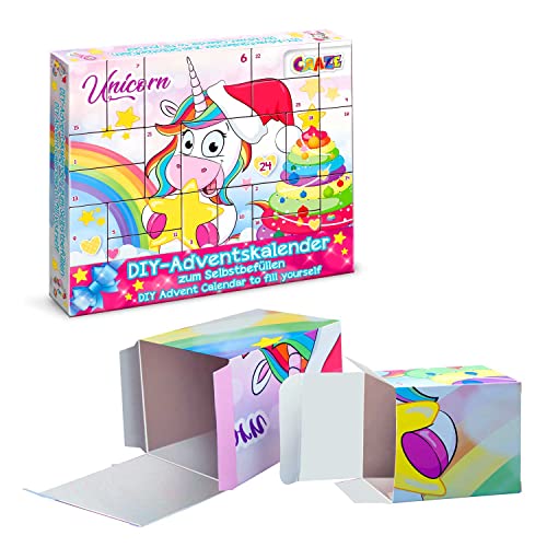 CRAZE DIY Adventskalender 2022 UNICORN kreativer Kinder-Weihnachtskalender zum Befüllen DIY Basteln 25321 von CRAZE