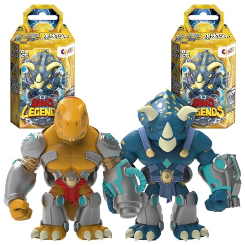 CRAZE DINO LEGENDS 2er Pack - 2x Actionfiguren für Kinder , Dinosaurier Krieger Figuren zum Sammeln und Spielen , mit Waffen & Zubehör, Due unità von CRAZE