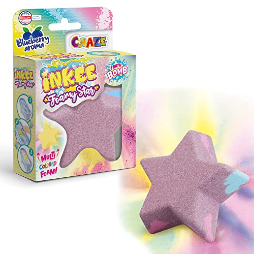 INKEE FOAMY STAR | Kinder Badebombe in Sternform, Badekugel mit Blaubeeraroma, 70g, Super Cremig von INKEE