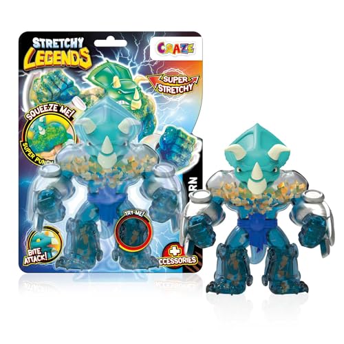 CRAZE Legends Stretchy Battlehorn - Elastische Actionfiguren für Kinder, Dehnbare Superhelden Figuren zu Sammeln mit Schleimfüllung von CRAZE