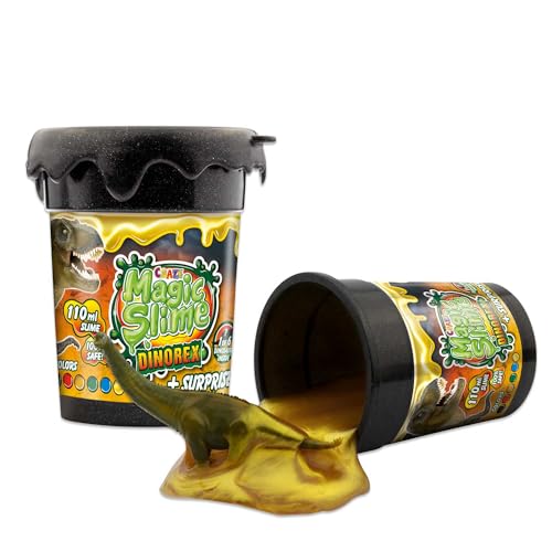 CRAZE MAGIC SLIME DINOREX - Schleim Kinder in 110 ml Dose mit Dinosaurier Spielzeug - Slime Set mit Überraschung , Kinderschleim sicher & rückstandsfrei, Gold von CRAZE