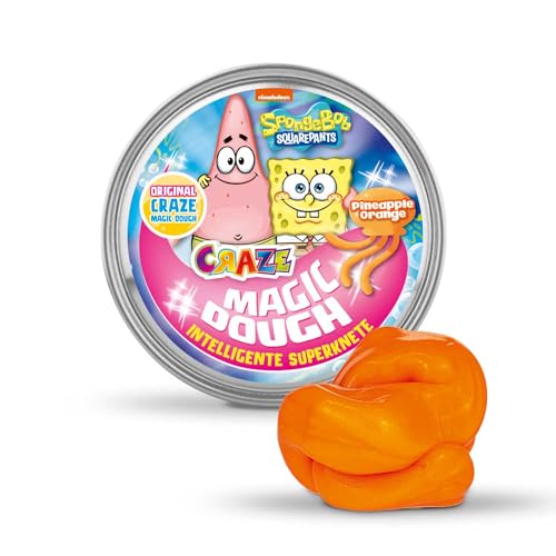 MAGIC DOUGH SpongeBob | Knete Kinder 70g Dose , Magische Knetmasse in SpongeBob Schwammkopf Design, 3 Farbvarianten, glutenfrei, Orange, Blau von Magic Dough