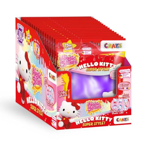 CRAZE Magic Slime Bag Hello Kitty 18er Pack | Schleim Kinder mit Hello Kitty Figur Überraschung, 18 Beutel mit 75ml Kinderschleim, Slime Set 6 Farben, geruchsneutral, rückstandsfrei von CRAZE