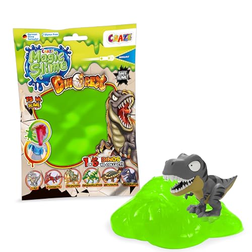 CRAZE Magic Slime Bag Surprise Dino | 75ml Schleim für Kinder im Beutel mit Dinosaurier Figur im Inneren, Slime Set mit Überraschung, geruchsneutral, rückstandsfrei von CRAZE