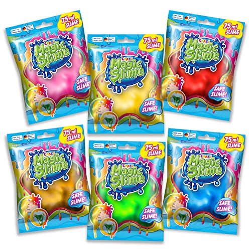 CRAZE Magic Slime FOILBAG | Schleim Kinder 6er Set - Slime Kit im 6X 75 ml Beutel, Kinderschleim sicher & rückstandsfrei, 6 Farben CRAZE Magic Slime FOILBAG | Schleim Kinder 6er Set - Slime Kit im 6X 75 ml Beutel, Kinderschleim sicher & rückstandsfrei, 6 Farben von CRAZE
