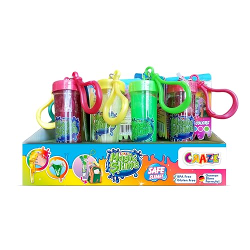 CRAZE Magic Slime Keychain Thekendisplay | Schleim Set 24x Schlüsselanhänger mit Schleim Kinder - Slime Kit 24x 25 ml, 6 Farben, Rückstandsfrei von CRAZE