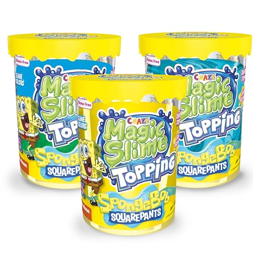 CRAZE Magic Slime Topping Spongebob Schwammkopf - 3er Set Schleim Kinder Fantasy Ocean in 3X 70 ml Dose mit Glitter & verschiedenen Toppings - Slime Set sicher & rückstandsfrei von CRAZE