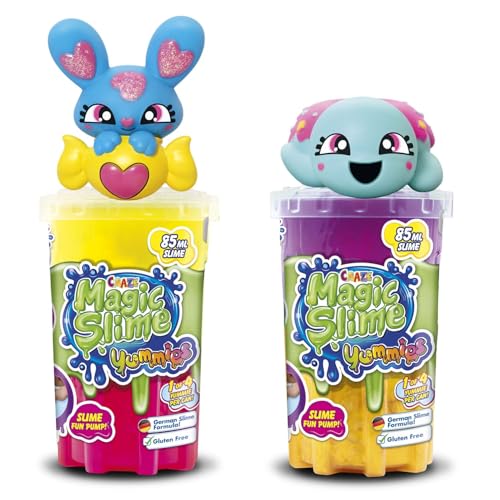 CRAZE Magic Slime YUMMIES 2er Pack | Schleim Kinder in Neonfarben Farbmischungen mit verschiedenen Saugcharakteren - 2X 85 ml Schleimdose, buntes Kinderschleim rückstandsfrei von CRAZE