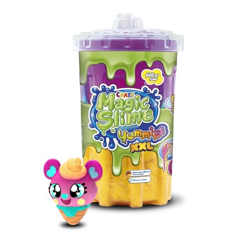 CRAZE Magic Slime - Yummies XL Ice-Bear | Schleim Kinder in Neonfarben Farbmischungen mit verschiedenen Saugcharakteren - Slime Set in 600 ml Dose, buntes Kinderschleim rückstandsfrei von CRAZE