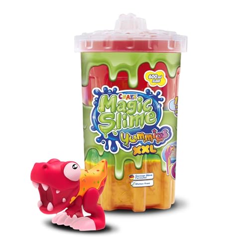 CRAZE Magic Slime - Yummies XL Pizzino | Schleim Kinder in Neonfarben Farbmischungen mit verschiedenen Saugcharakteren - Slime Set in 600 ml Dose, buntes Kinderschleim rückstandsfrei von CRAZE