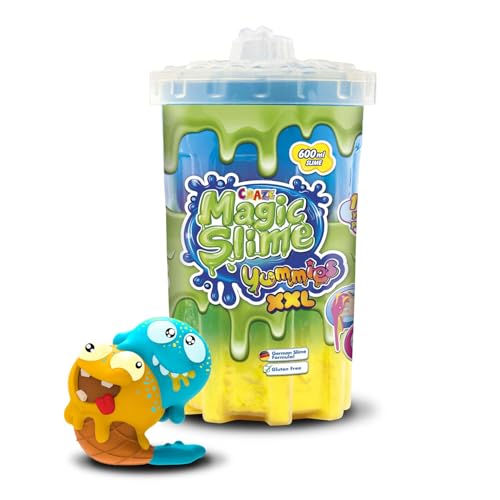 CRAZE Magic Slime - Yummies XL Slurpy | Schleim Kinder in Neonfarben Farbmischungen mit verschiedenen Saugcharakteren - Slime Set in 600 ml Dose, buntes Kinderschleim rückstandsfrei von CRAZE