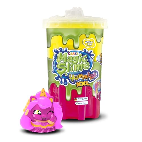 CRAZE Magic Slime - Yummies XL Unicake | Schleim Kinder in Neonfarben Farbmischungen mit verschiedenen Saugcharakteren - Slime Set in 600 ml Dose, buntes Kinderschleim rückstandsfrei von CRAZE