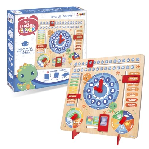 CRAZE My Learning Clock Dino ENGLISCHE SPRACHE - Lernuhr Kinder Holz, Kalenderuhr zum Lernen für Kinder, Lerntafel Uhr Jahreszeiten Wanduhr CRAZE My Learning Clock Dino ENGLISCHE SPRACHE - Lernuhr Kinder Holz, Kalenderuhr zum Lernen für Kinder, Lerntafel Uhr Jahreszeiten Wanduhr von CRAZE