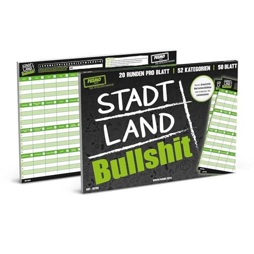 Pasmo - Stadt Land Bullshit A3 Gesellschaftsspiel Partyspiel mit lustigen Kategorien von Pasmo