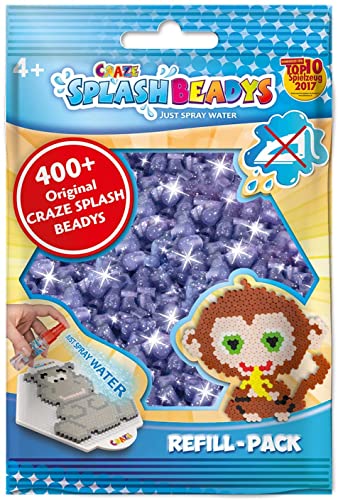 CRAZE SPLASH BEADYS Refill-Pack Ersatzperlen lila glitzer violet glitter Glitzerperlen Nachfüllset Bügelperlen ohne Bügeln 11812 von CRAZE