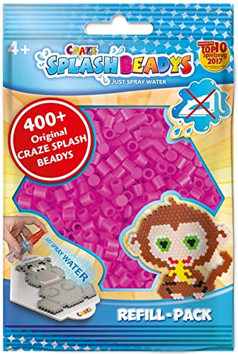 CRAZE SPLASH BEADYS Refill-Pack Ersatzperlen rosa pink Bastelperlen Nachfüllset Bügelperlen ohne Bügeln 11607 von CRAZE