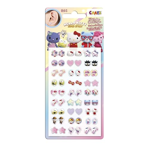 CRAZE STICKER EARRINGS Hello Kitty - Klebeohrringe Mädchen, Ohrringe zum aufkleben mit Hello Kitty-Motiv, Mädchen Kinderschmuck von CRAZE