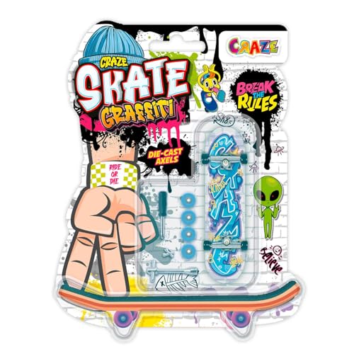 CRAZE Skate Fingerboard Set – Graffiti Edition | 4 Mini-Fingerboards mit coolem Design & Zubehör | Finger Skateboards für Jungen & Mädchen ab 6 Jahren CRAZE Skate Fingerboard Set – Graffiti Edition | 4 Mini-Fingerboards mit coolem Design & Zubehör | Finger Skateboards für Jungen & Mädchen ab 6 Jahren von CRAZE