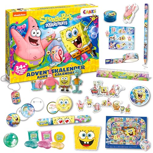 CRAZE SpongeBob Schwammkopf Adventskalender für Kinder – Spielzeug-Adventskalender für Jungen & Mädchen mit SpongeBob-Spielzeug & Zubehör von CRAZE