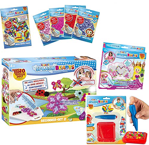 CRAZE SPLASH BEADYS XXL Megaset Steckperlenset Bastelperlen Bügelperlen Beschäftigungs Set für Kinder Activity Bundle inkl. Zubehör 27691 von CRAZE