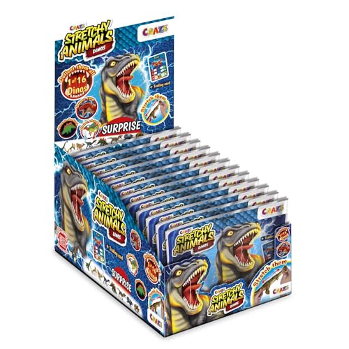 CRAZE Stretchy Animals Dinos Komplette Sammlung - 12x Superdehnbare Dino Figuren, Dinosaurier Spielzeug zum Sammeln mit elastischer Haut und spezieller Füllung von CRAZE