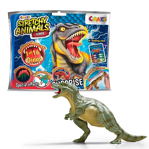 CRAZE Stretchy Animals Dinos - Superdehnbare Dino Figuren, Dinosaurier Spielzeug zum Sammeln mit elastischer Haut und spezieller Füllung von CRAZE