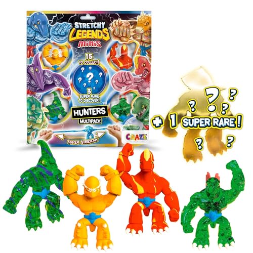 CRAZE Stretchy Legends Minis Multipack Hunters - 5X Elastische Actionfiguren für Kinder, Klebrige & Dehnbare Superhelden Figuren zu Sammeln von CRAZE