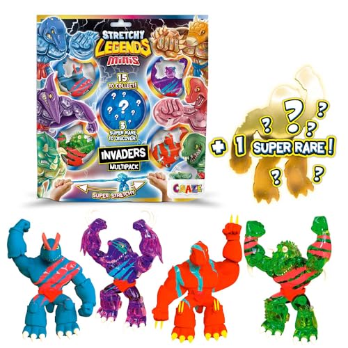 CRAZE Stretchy Legends Minis Multipack Invaders - 5X Elastische Actionfiguren für Kinder, Klebrige & Dehnbare Superhelden Figuren zu Sammeln von CRAZE