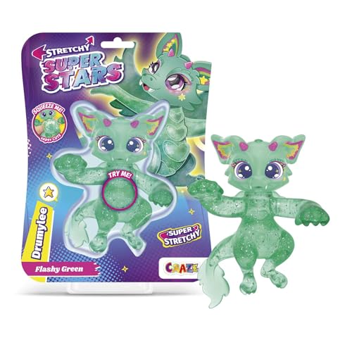 CRAZE Stretchy Superstars Drumylee - Glibberige & Dehnbare Sammelfiguren mit Schleimfüllung, 6 Verschiedene Charaktere zum Sammeln von CRAZE