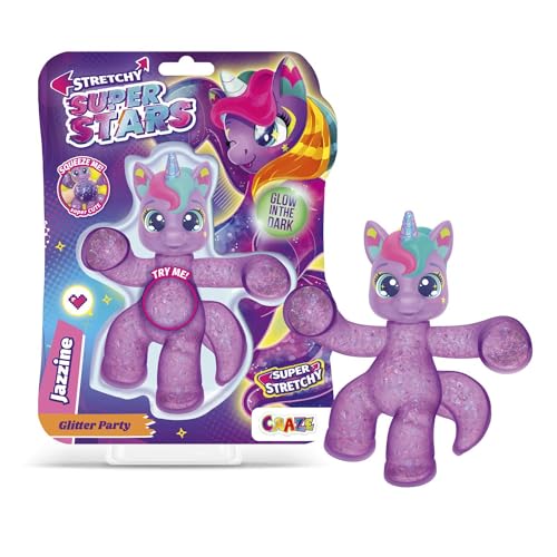 CRAZE Stretchy Superstars Jazzine - Glibberige & Dehnbare Sammelfiguren mit Schleimfüllung, 6 Verschiedene Charaktere zum Sammeln von CRAZE