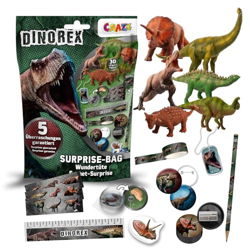 CRAZE Surprise Bag DINOREX Kinder Jungen Schultüte Dino Überraschungstüte Mitgebsel Tüten 17616, Wundertüte Dinosaurier von CRAZE