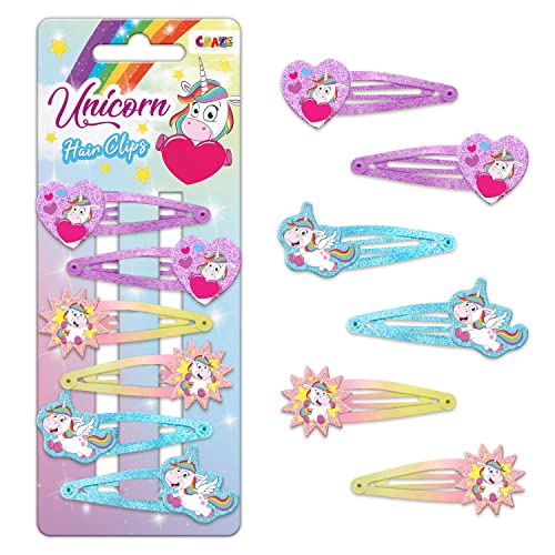 CRAZE Unicorn Clips 6 Haarspangen Set Haarschmuck Mädchenschmuck mit süßen Einhorn Motiven von CRAZE