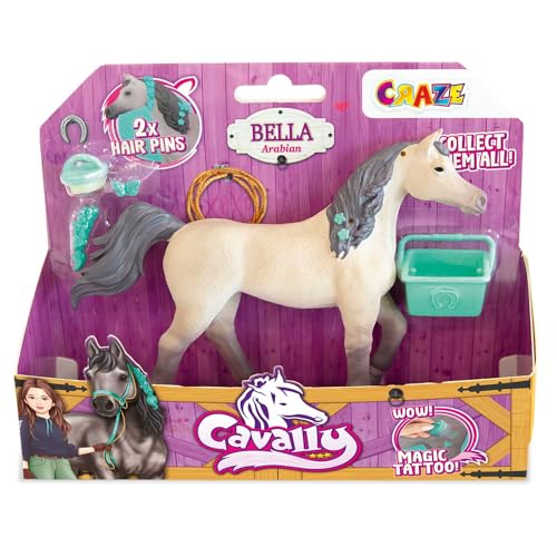 Cavally Box Set Bella - Pferde Spielzeug zum Sammeln, realistische Pferdefigur mit Zubehör & Spezialeffekten, Araber-Pferd Spielzeug Mädchen von CRAZE