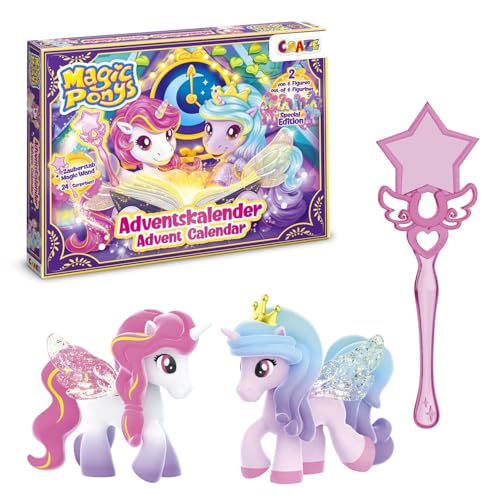 CRAZE MAGIC PONYS Adventskalender für Kinder, Adventskalender für Mädchen mit Spielzeug & Zubehör, inkl. 2x Pony-Figuren zum Sammeln von CRAZE