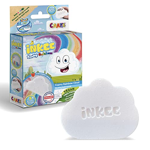 INKEE FOAMY CLOUD - Regenbogen Badebombe Kinder, Badekugel Kinder Schaumbad, Erdbeer-Duft, extra cremig von INKEE